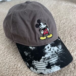 Disney Mickey Mouse Tie Dye Baseball Cap Gray Black White Adult Unisex 90 Years